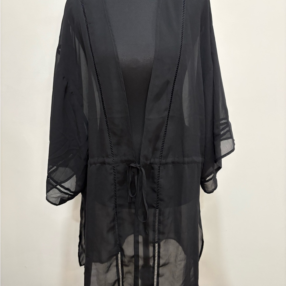 Leith Women’s Black Sheer Kimono Cover-up- size medium